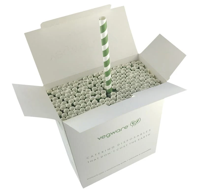 Jumbissimo green swirl paper straws 10 x 230mm