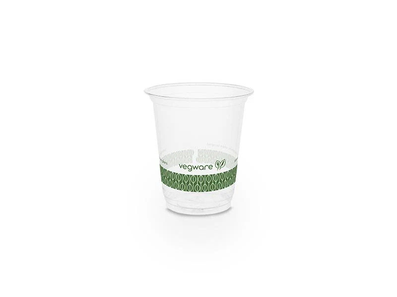 7oz (200ml) slim PLA cold cup - clear/green leaf