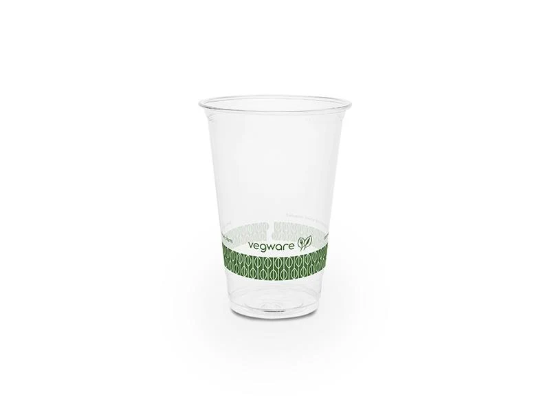 9oz (280ml) slim PLA cold cup - clear/green leaf
