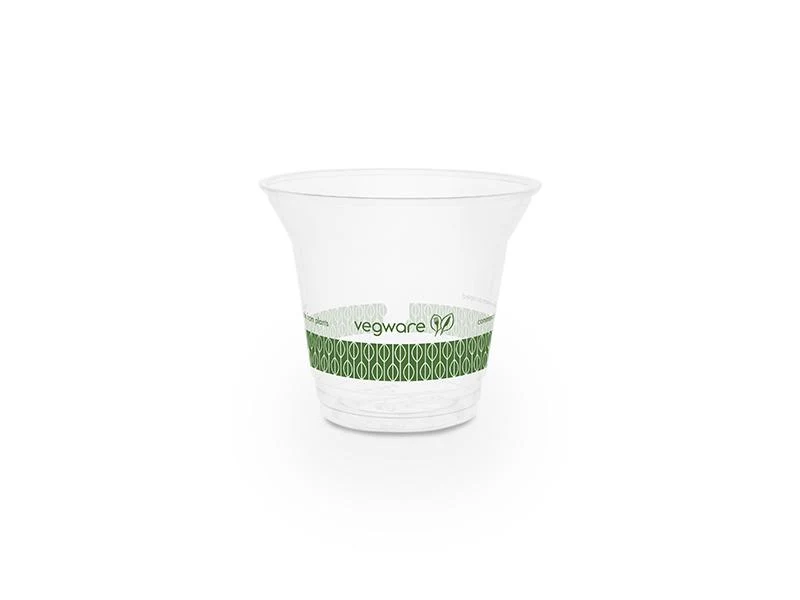 9oz (280ml) standard PLA cold cup - clear - leaf green band