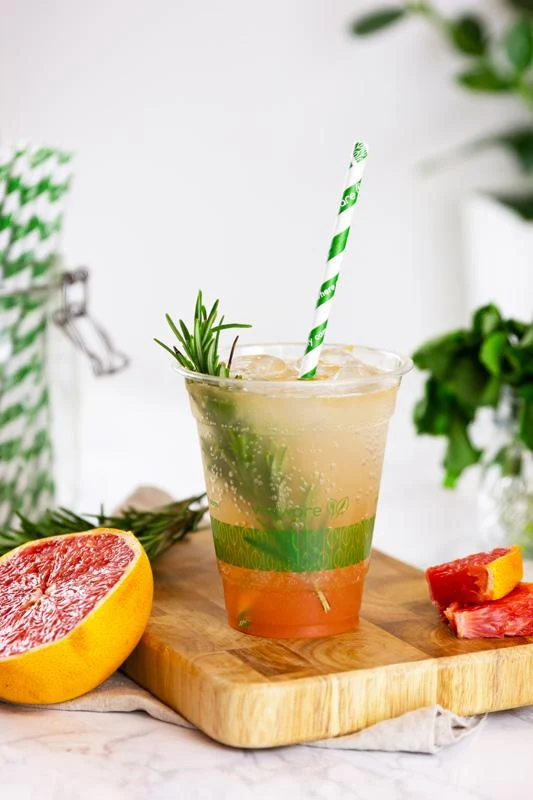 12oz (360ml) standard PLA cold cup - clear - leaf green band