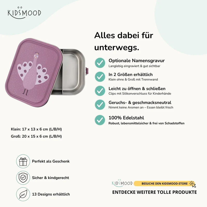 Trixie Brotdose Kinder personalisiert Pfau