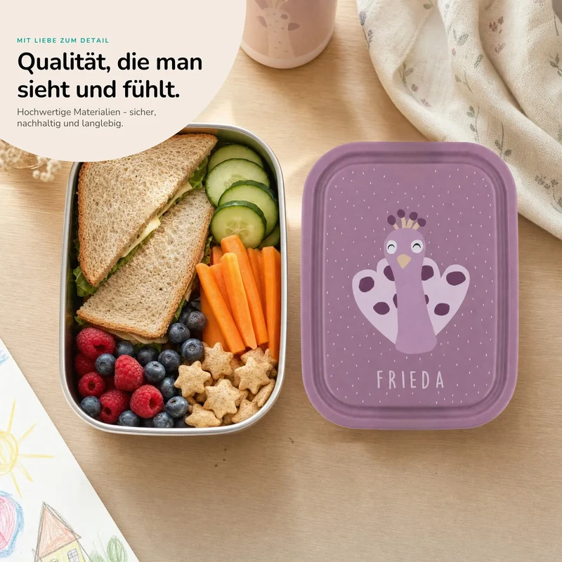 Trixie Brotdose Kinder personalisiert Pfau