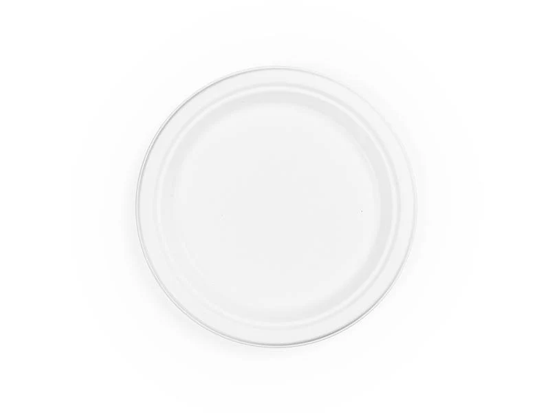 6in bagasse plate - white