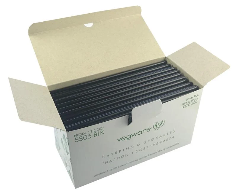 High ball 5 x 210mm black PLA straw