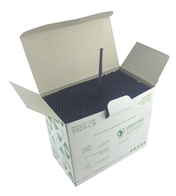 Cocktail 5 x 150mm black PLA straw