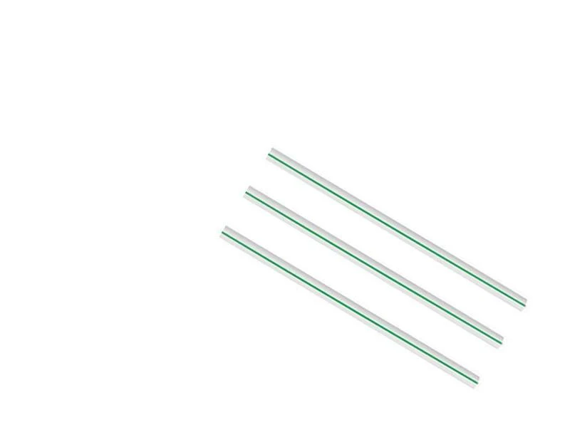 Cocktail 5 x 150mm clear PLA green stripe straw