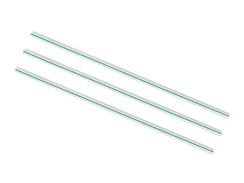 High ball 5 x 210mm clear PLA green stripe straw