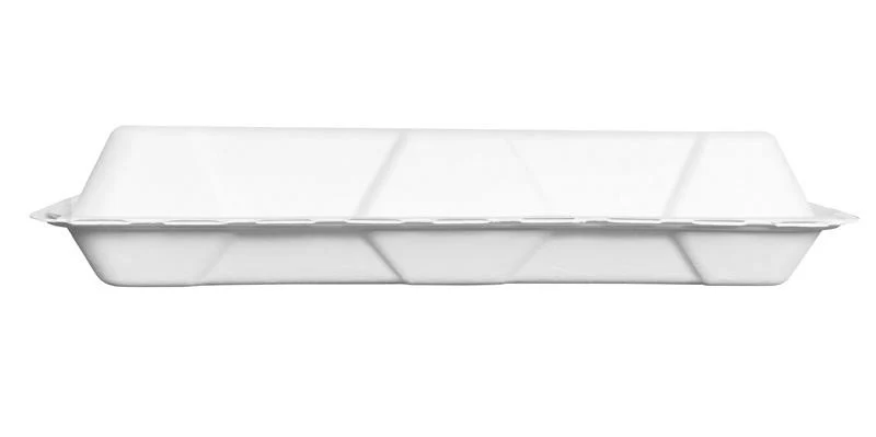 12 x 6in bagasse clamshell - white