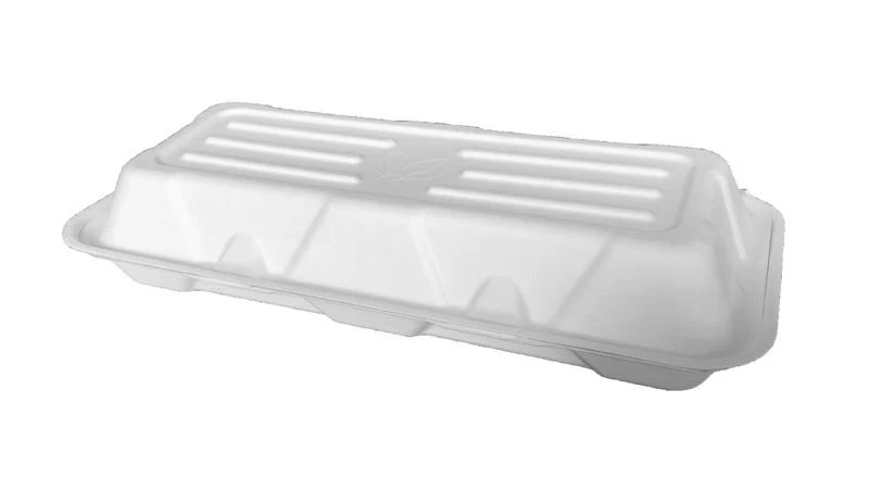 12 x 6in bagasse clamshell - white