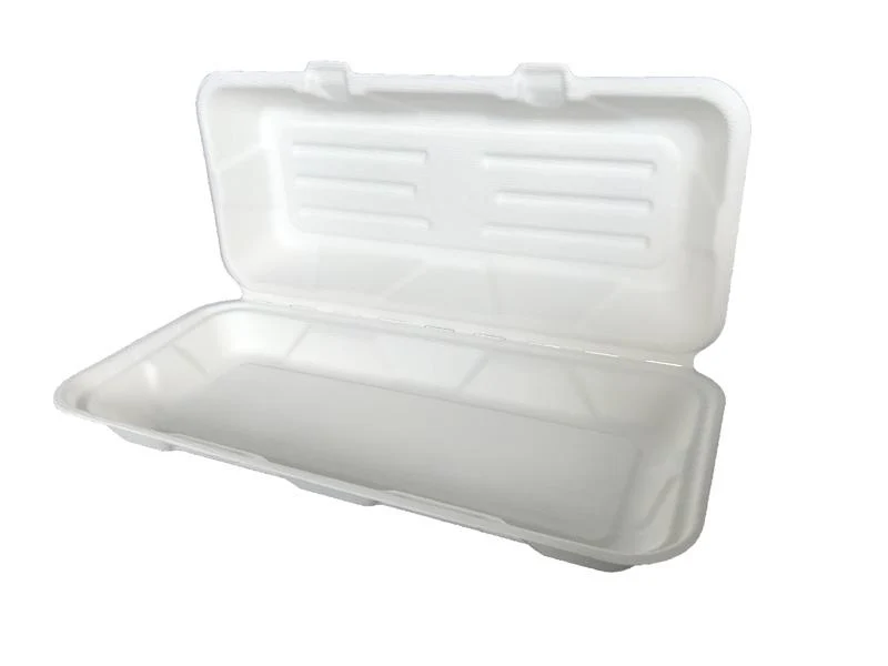 12 x 6in bagasse clamshell - white