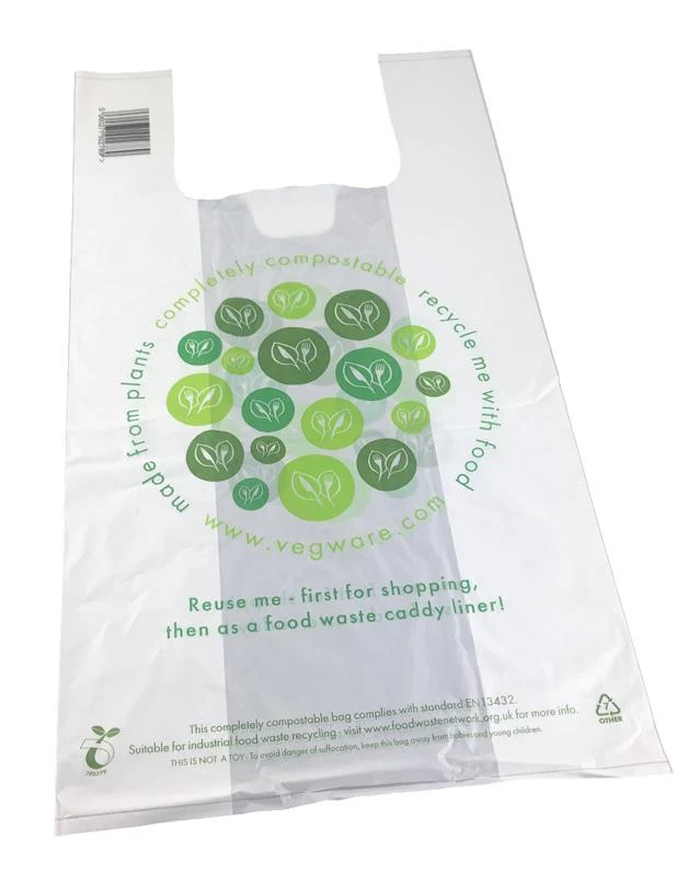 Medium compostable singlet shopping bags - white