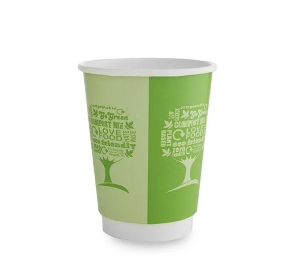 12oz green tree hot cup, large lid