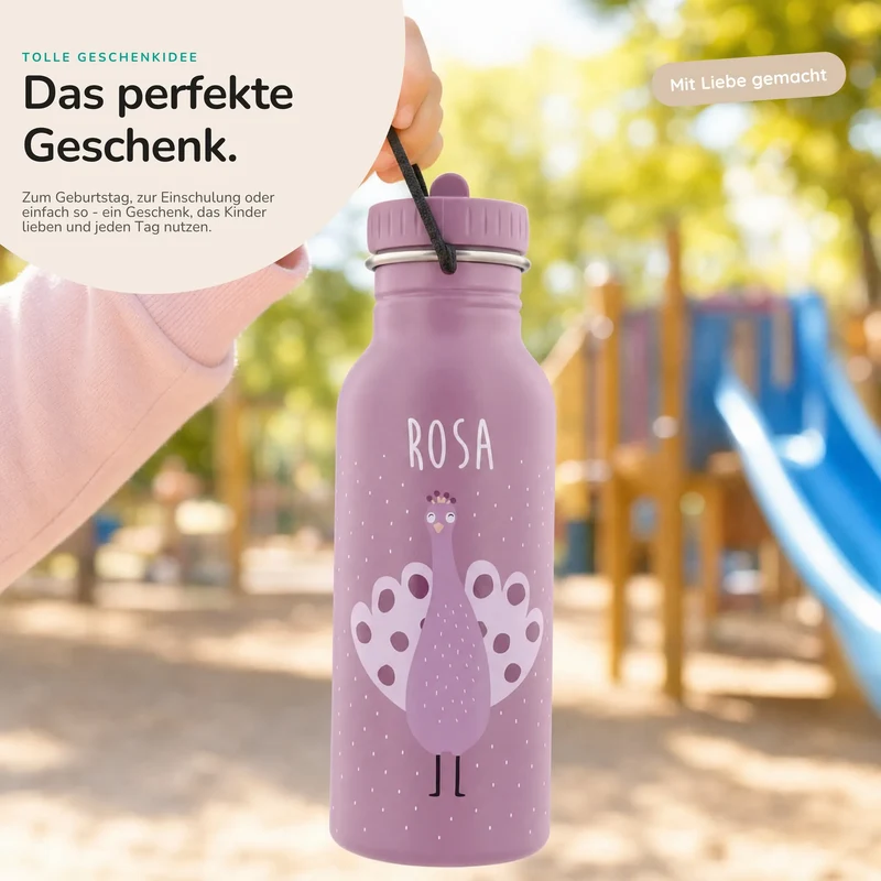 Trixie Trinkflasche Kinder personalisiert Pfau