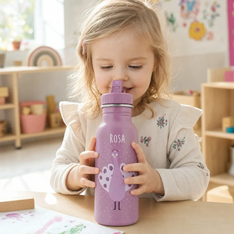 Trixie Trinkflasche Kinder personalisiert Pfau