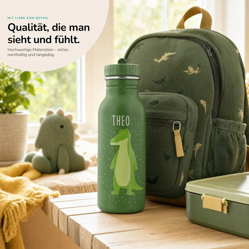 Trixie Trinkflasche Kinder personalisiert Krokodil