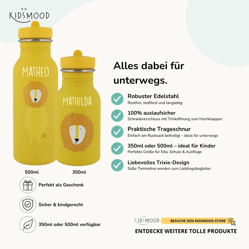 Trixie Trinkflasche Kinder personalisiert Löwe