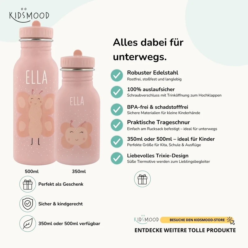 Trixie Trinkflasche Kinder personalisiert Schmetterling