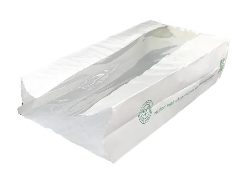 Glassine Natureflex Window hot bag 10.1 x 5 x 25.4cm - white