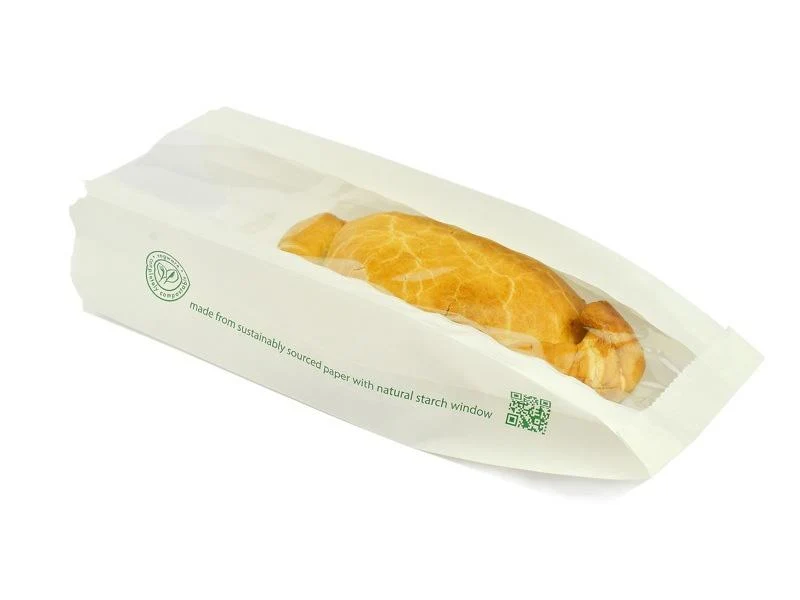 Glassine Natureflex Window hot bag 10.1 x 5 x 25.4cm - white