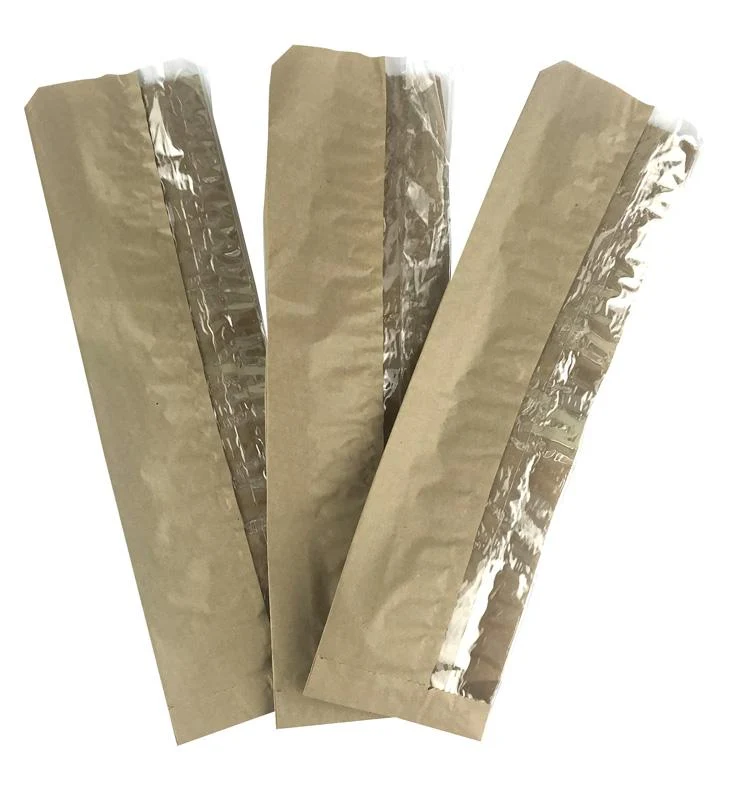 PLA side window bag 10.1 x 15.2 x 35.5cm - kraft