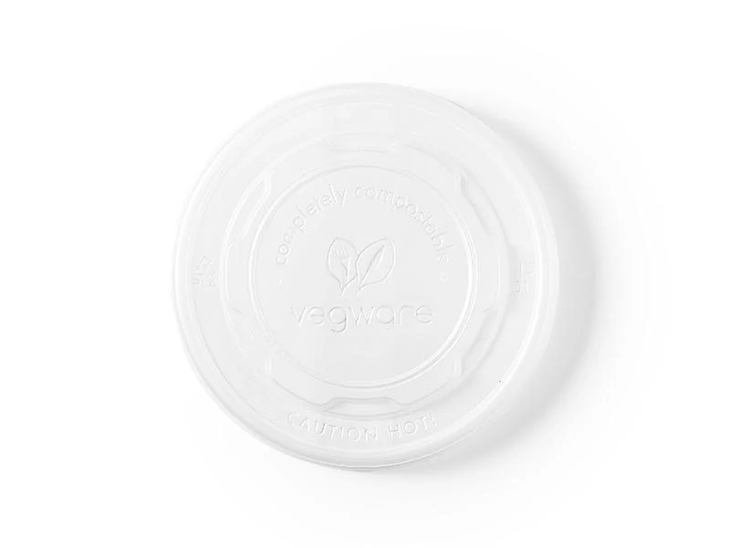 Flat opaque CPLA hot lid (fits 12-32oz bowls)