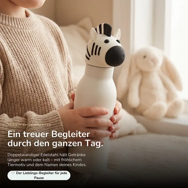 Personalisierte Trinkflasche Kinder Zebra – 450 ml