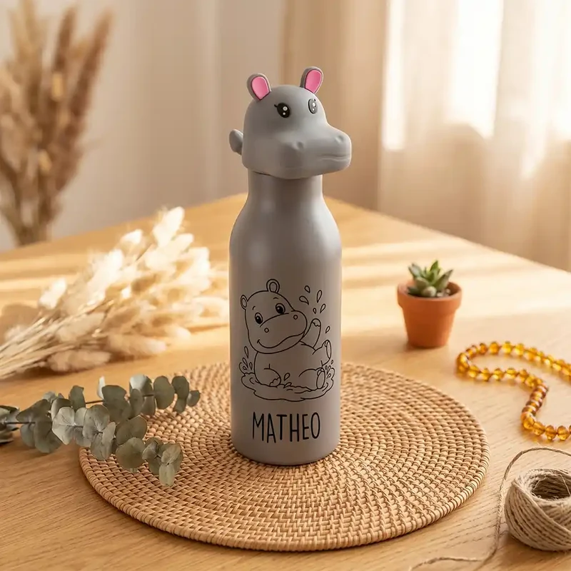 Personalisierte Trinkflasche Kinder Nilpferd – 450 ml