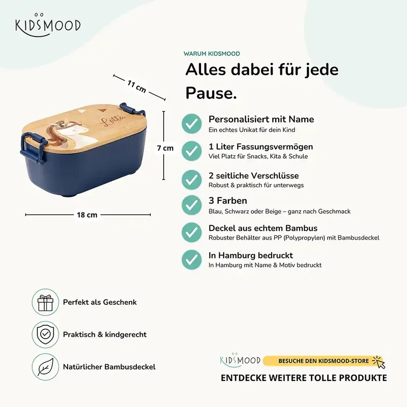 Brotdose Kinder personalisiert, Einhorn Boho