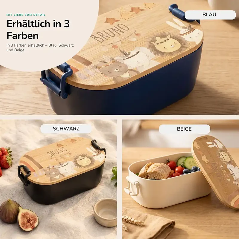 Brotdose Kinder personalisiert, Safari Boho