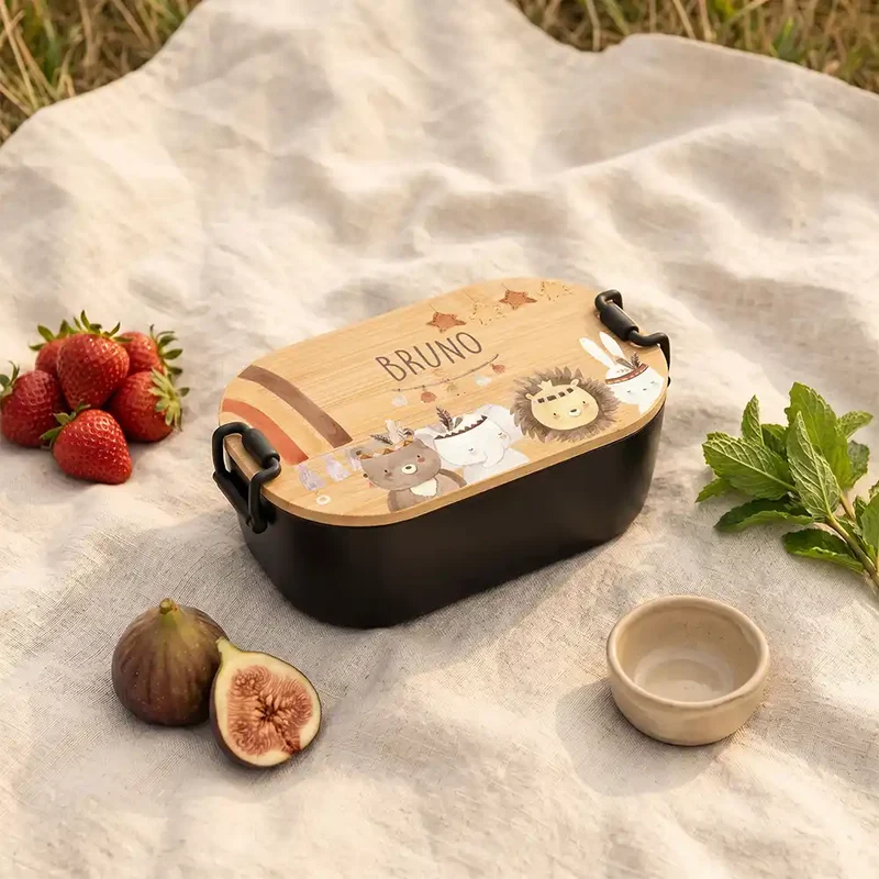 Brotdose Kinder personalisiert, Safari Boho