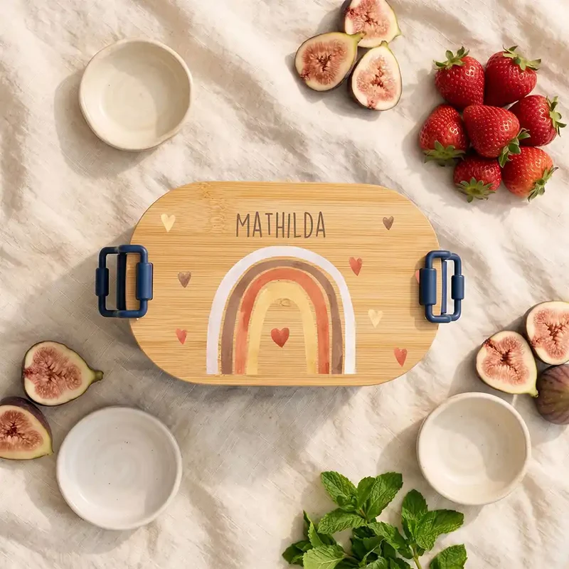 Brotdose Kinder personalisiert, Boho Regenbogen