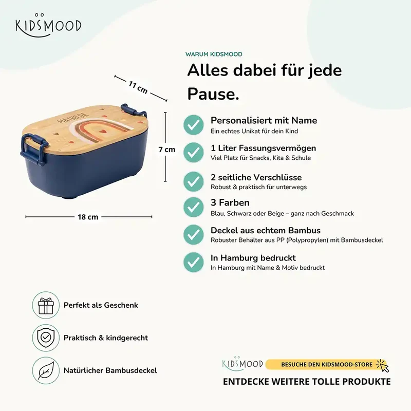 Brotdose Kinder personalisiert, Boho Regenbogen