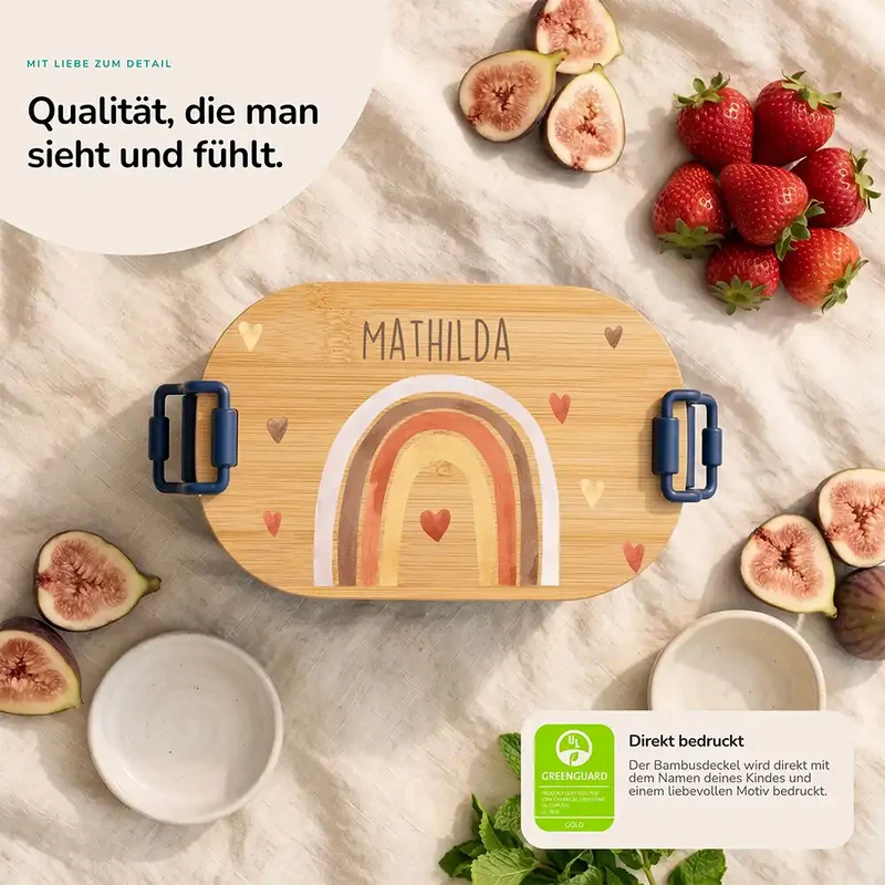 Brotdose Kinder personalisiert, Boho Regenbogen