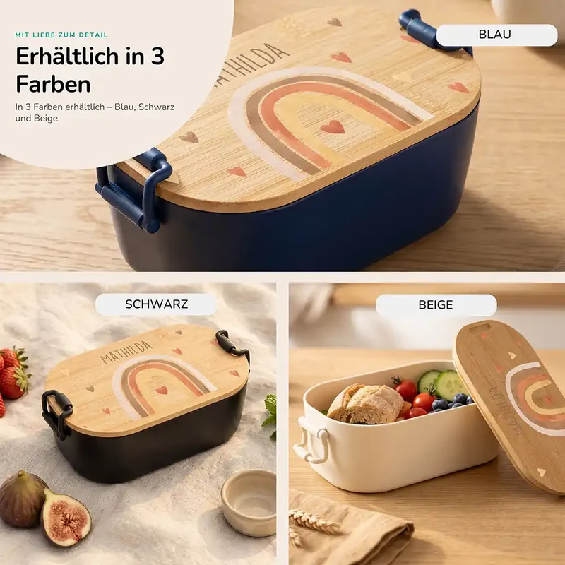 Brotdose Kinder personalisiert, Boho Regenbogen