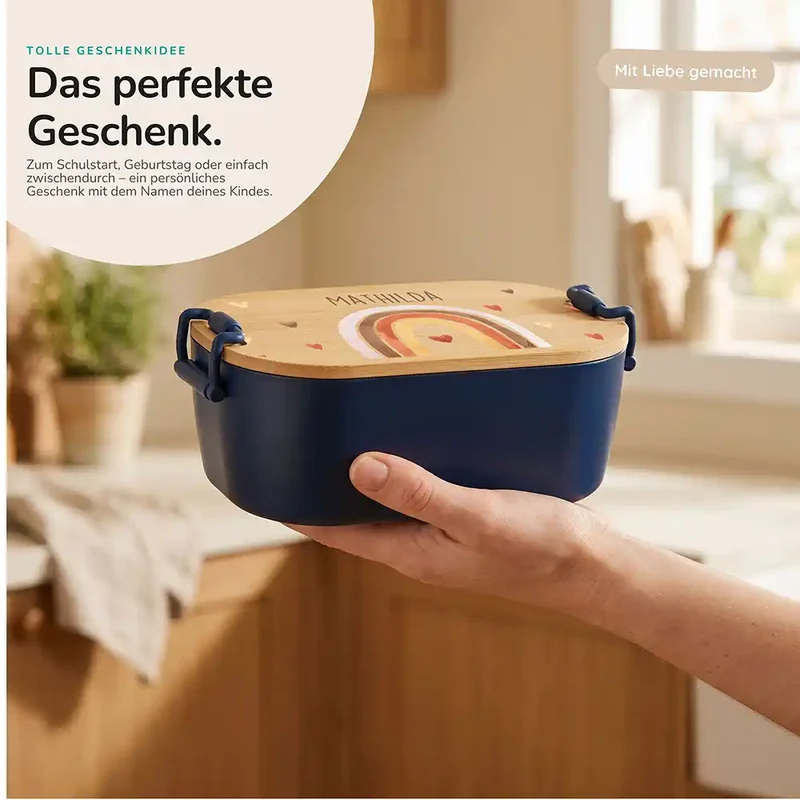 Brotdose Kinder personalisiert, Boho Regenbogen