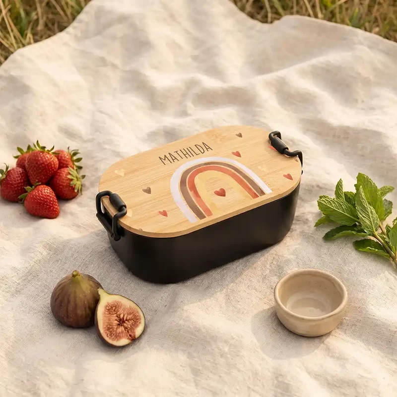 Brotdose Kinder personalisiert, Boho Regenbogen