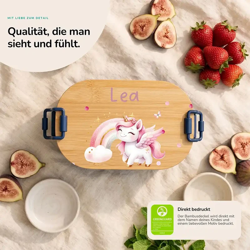 Brotdose Kinder personalisiert, Einhorn Regenbogen