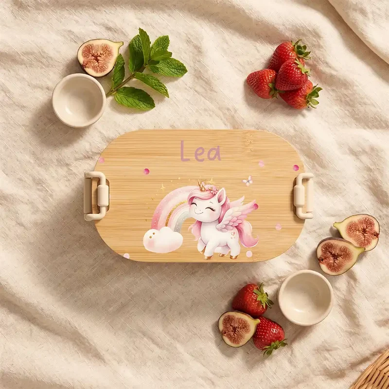 Brotdose Kinder personalisiert, Einhorn Regenbogen