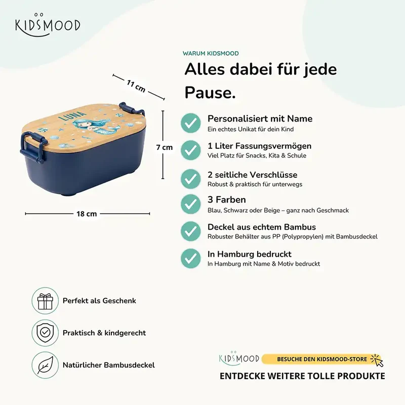 Brotdose Kinder personalisiert, Meerjungfrau