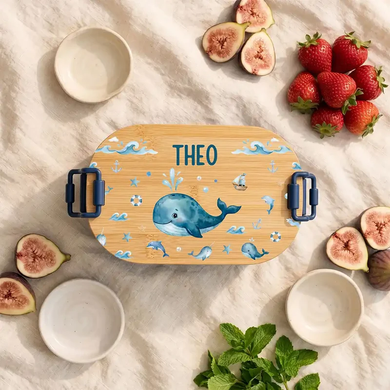 Brotdose Kinder personalisiert, Wal und Delfin