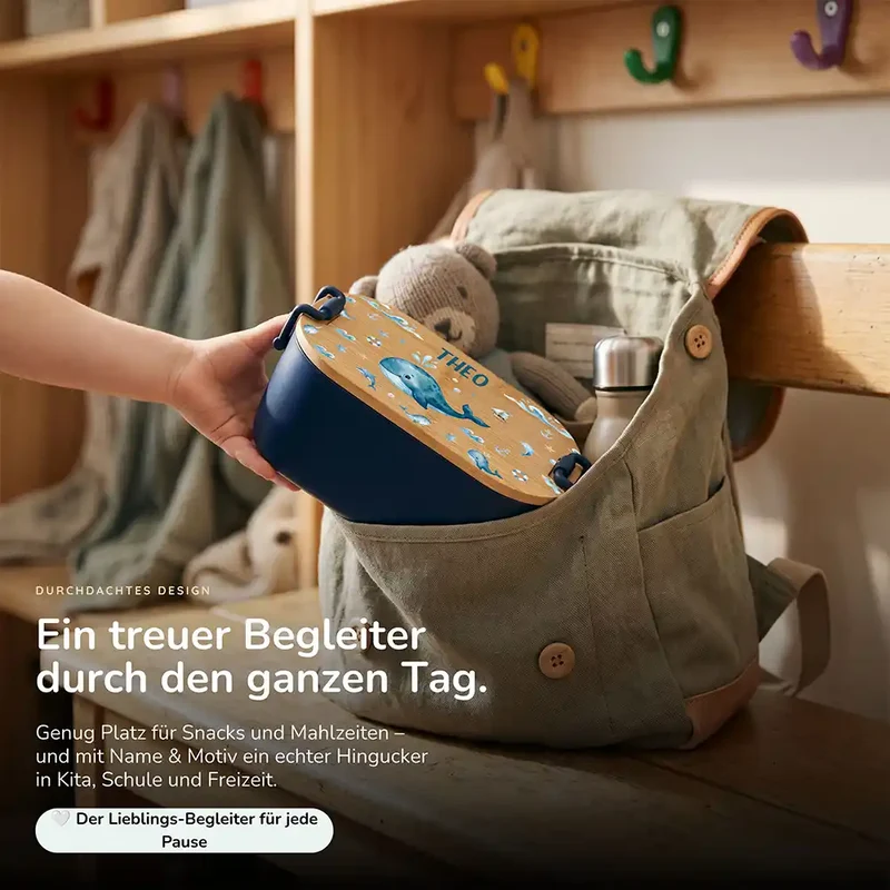 Brotdose Kinder personalisiert, Wal und Delfin
