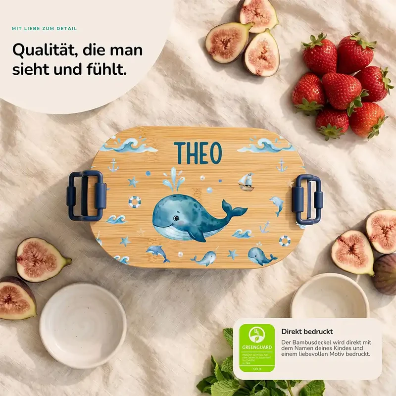 Brotdose Kinder personalisiert, Wal und Delfin