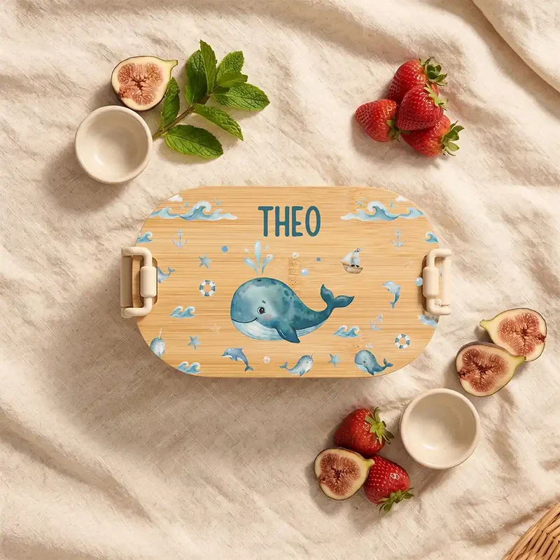 Brotdose Kinder personalisiert, Wal und Delfin