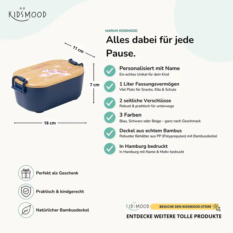 Brotdose Kinder personalisiert, Einhorn Wolken