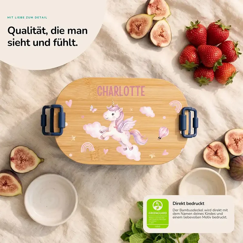 Brotdose Kinder personalisiert, Einhorn Wolken