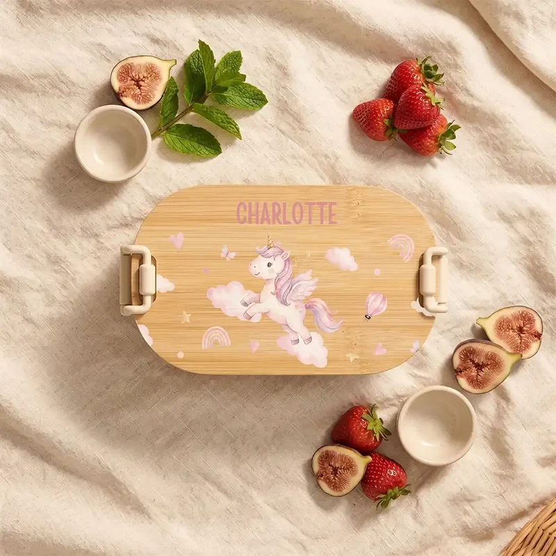 Brotdose Kinder personalisiert, Einhorn Wolken