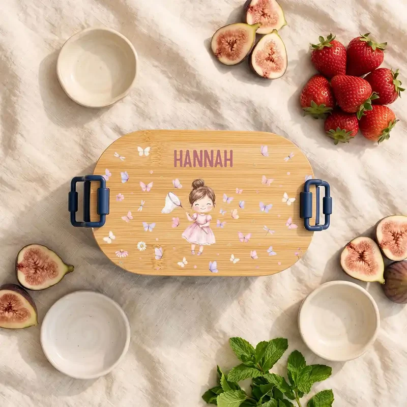Brotdose Kinder personalisiert, Mädchen Schmetterlinge