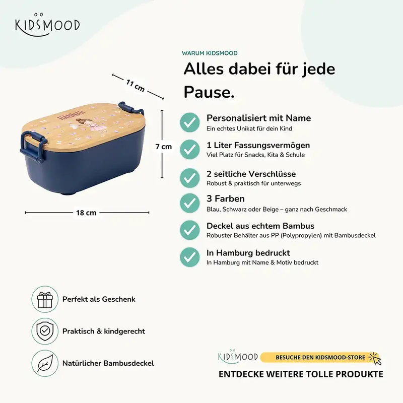 Brotdose Kinder personalisiert, Mädchen Schmetterlinge