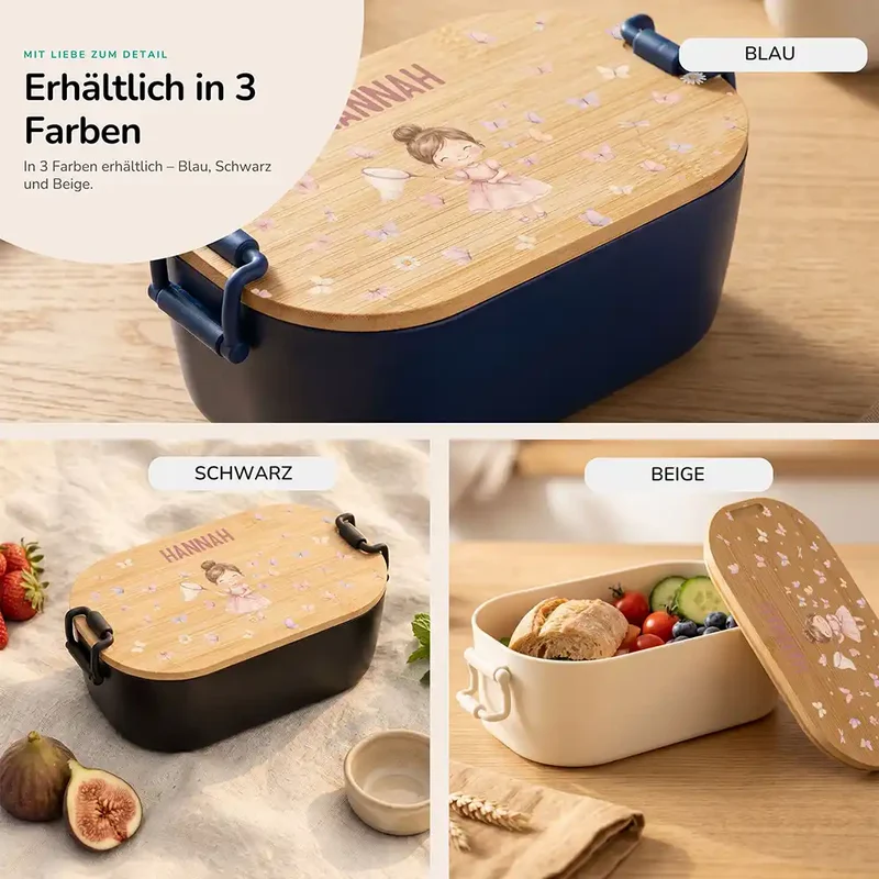Brotdose Kinder personalisiert, Mädchen Schmetterlinge
